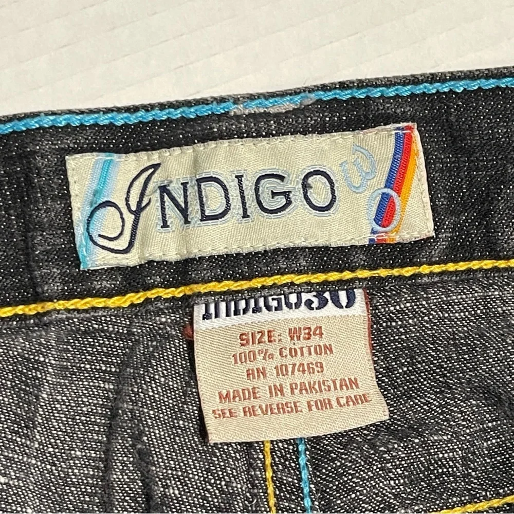 Indigo Charcoal Denim with Yellow and Blue Stitching